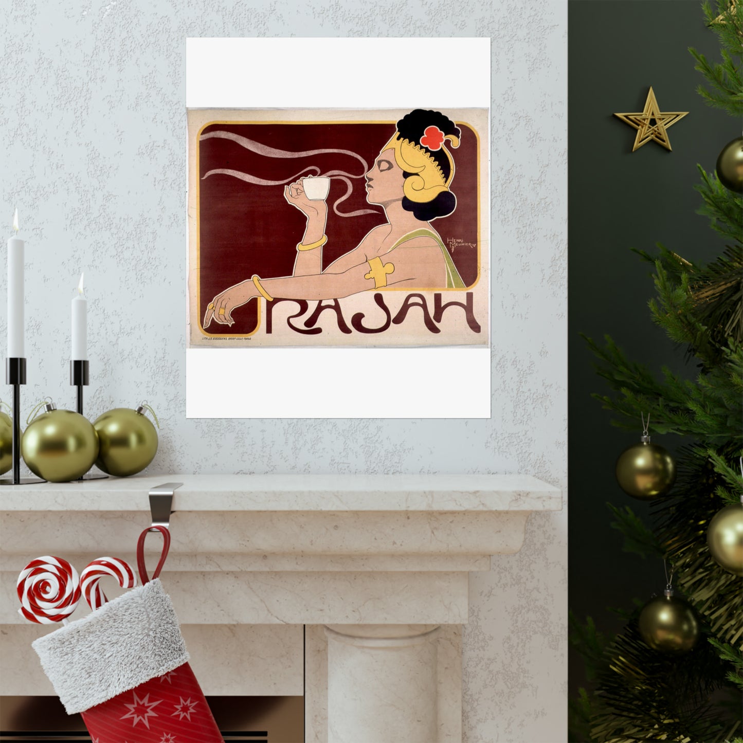 Poster - Rajah, Art Nouveau Poster - Public domain lithograph High Quality Matte Wall Art Poster for Home, Office, Classroom