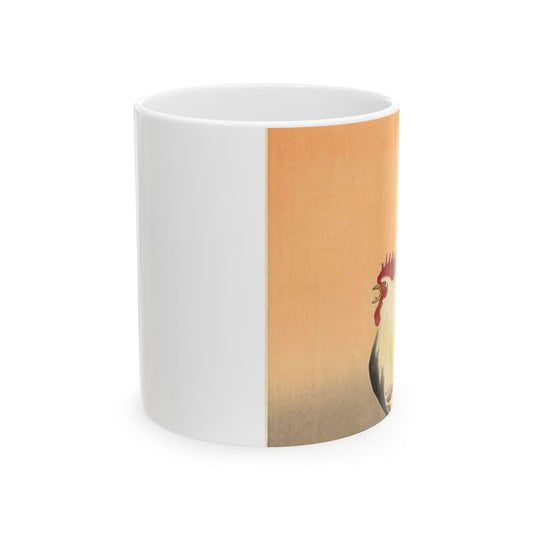 Koson - rooster-and-hen-at-sunrise, Ohara Koson Beautiful Novelty Ceramic Coffee Mug 11oz