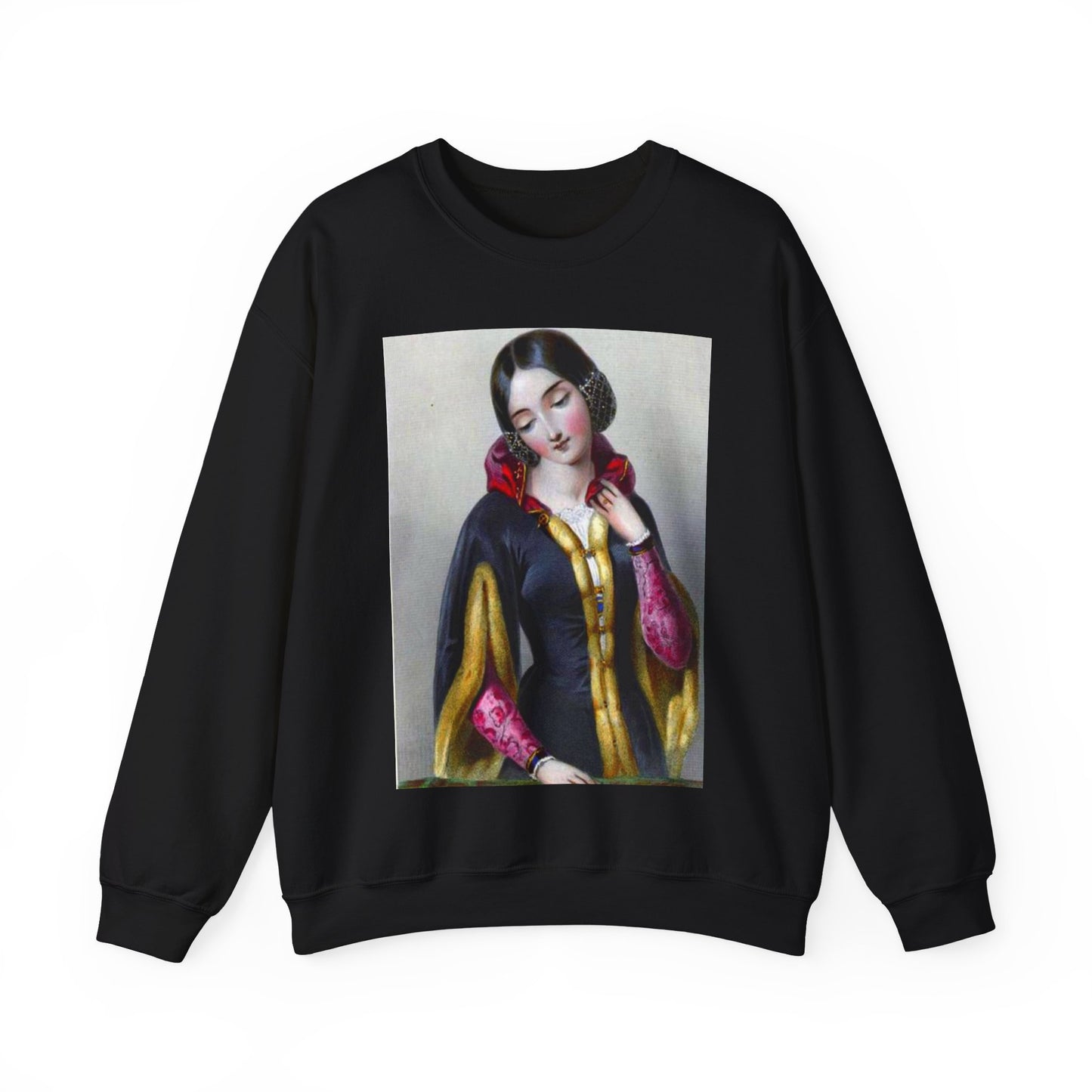 Ana Boemia - A painting of a woman in a black dress Black Heavy Blend Adult Crew Neck SweatShirt