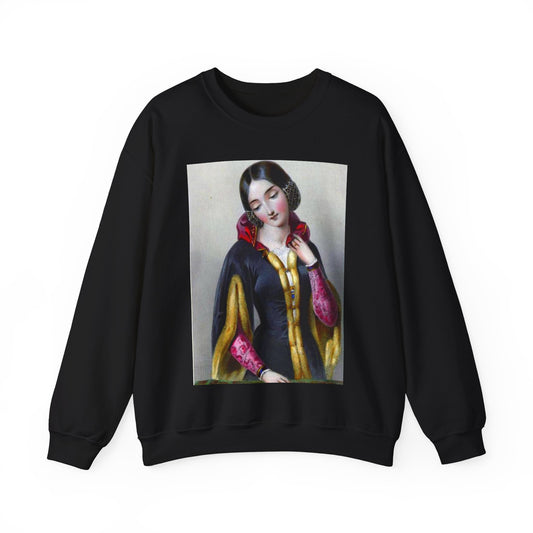 Ana Boemia - A painting of a woman in a black dress Black Heavy Blend Adult Crew Neck SweatShirt