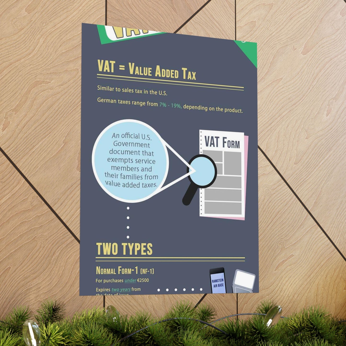 What is VAT? - A poster with a lot of different things on it High Quality Matte Wall Art Poster for Home, Office, Classroom