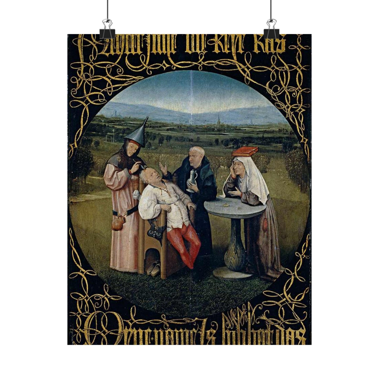 Hieronymus Bosch 053 - A painting of a group of people sitting around a table High Quality Matte Wall Art Poster for Home, Office, Classroom