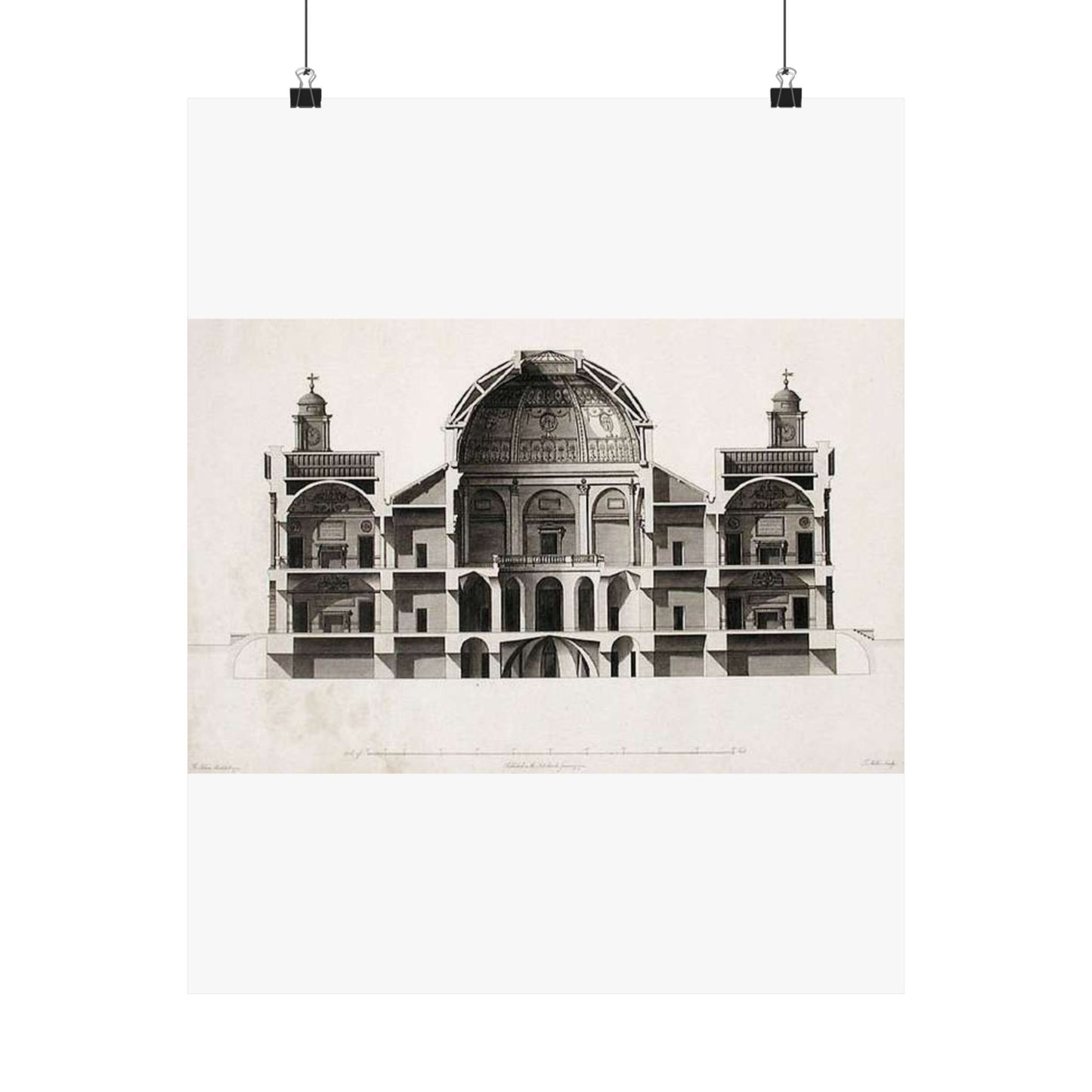 Register House cross section - Public domain architectural drawing High Quality Matte Wall Art Poster for Home, Office, Classroom