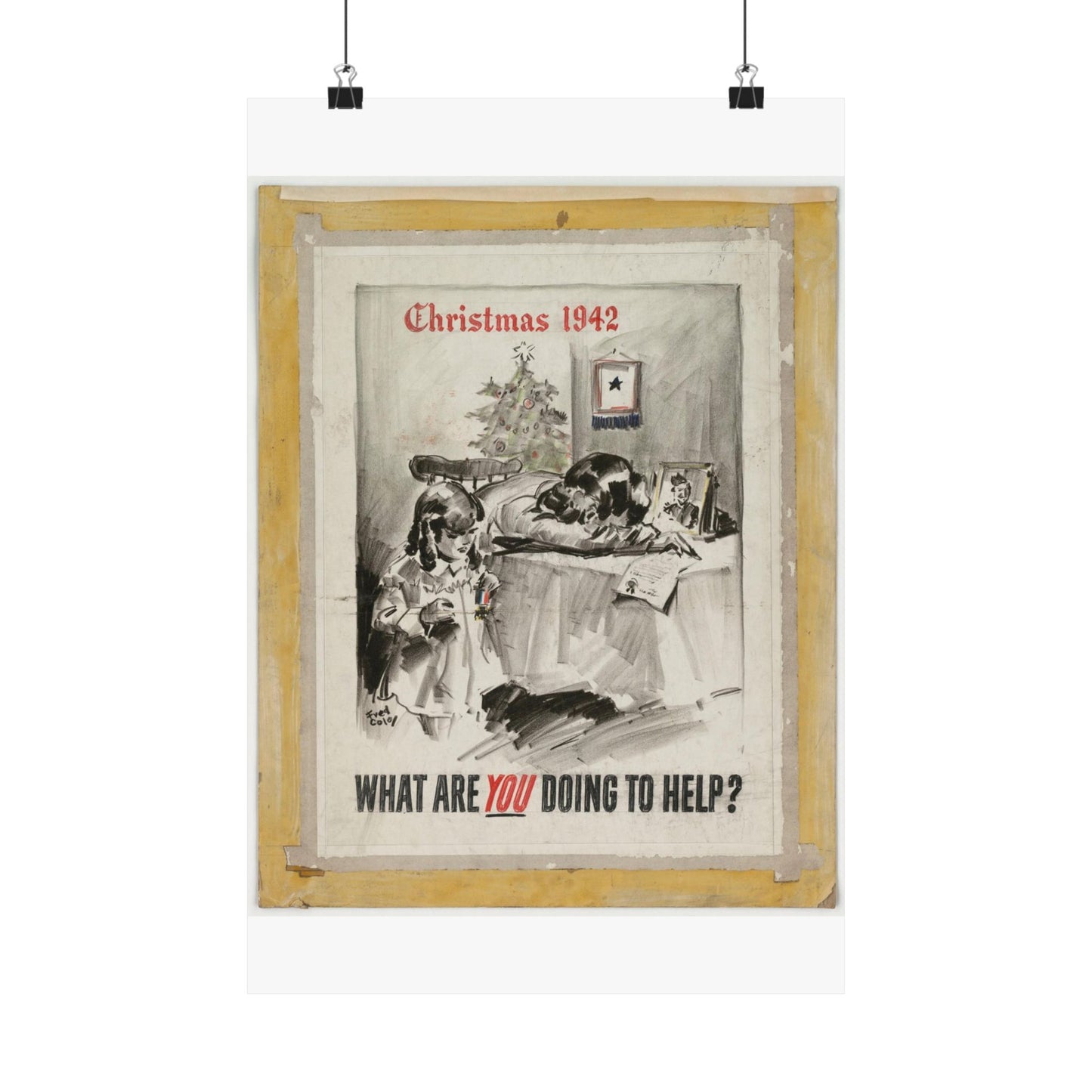 What Are You Doing to Help?  Christmas 1942 High Quality Matte Wall Art Poster for Home, Office, Classroom