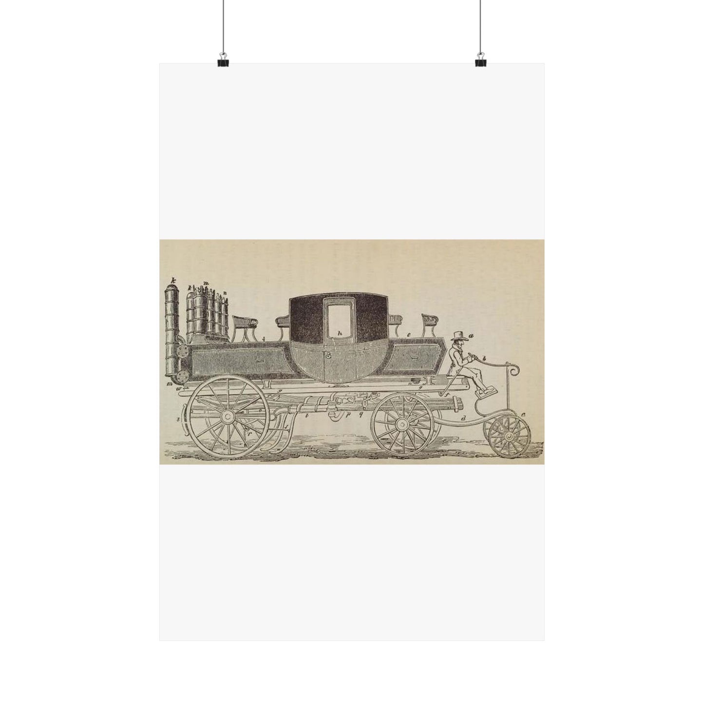 Patent Drawing of Engine - Patent steam carriage, by Mr. Goldsworthy Gurney, of Argyle Street, London, 1826 Public domain  image High Quality Matte Wall Art Poster for Home, Office, Classroom