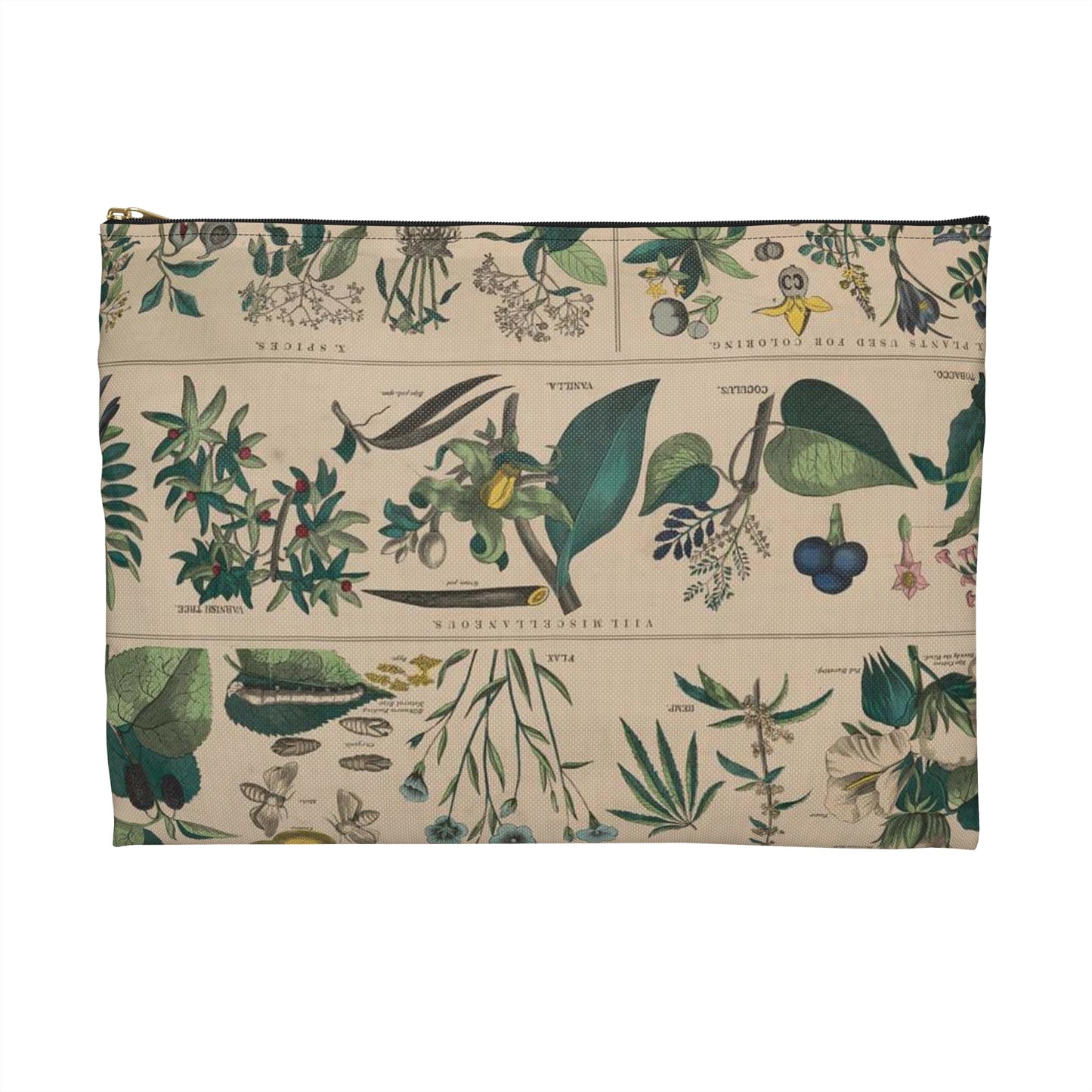 School and family charts, accompanied by a manual of object lessons and elementary instruction, by Marcius Willson and N.A. Calkins. No. XXII. Botanical: economical uses of plants-continued Large Organizer Pouch with Black Zipper
