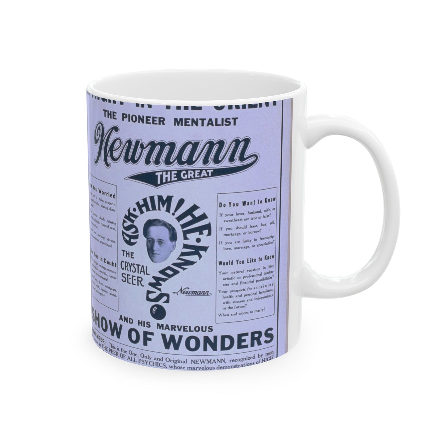 A night in the Orient the pioneer mentalist Newmann the Great and his marvelous show of wonders. Beautiful Novelty Ceramic Coffee Mug 11oz