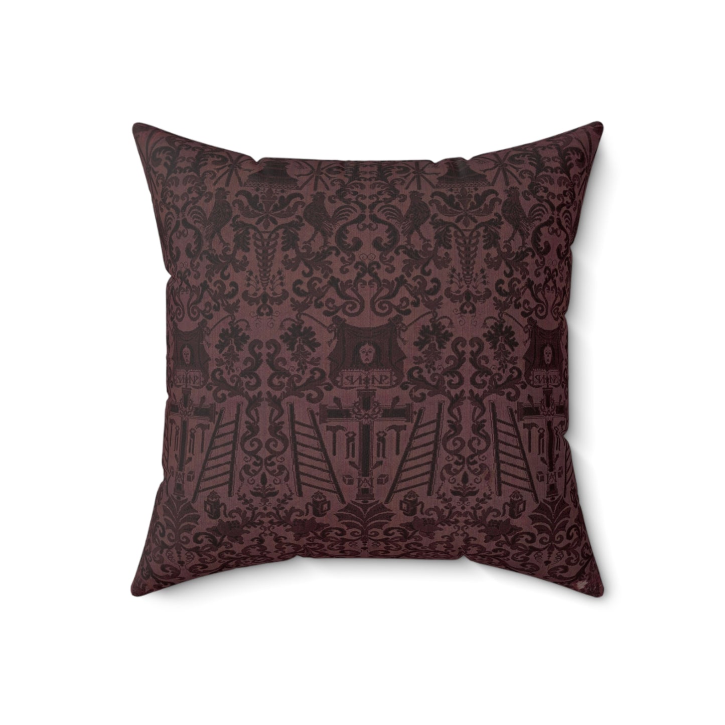 Length of velvet with Instruments of the Passion Decorative Accent Square Pillow