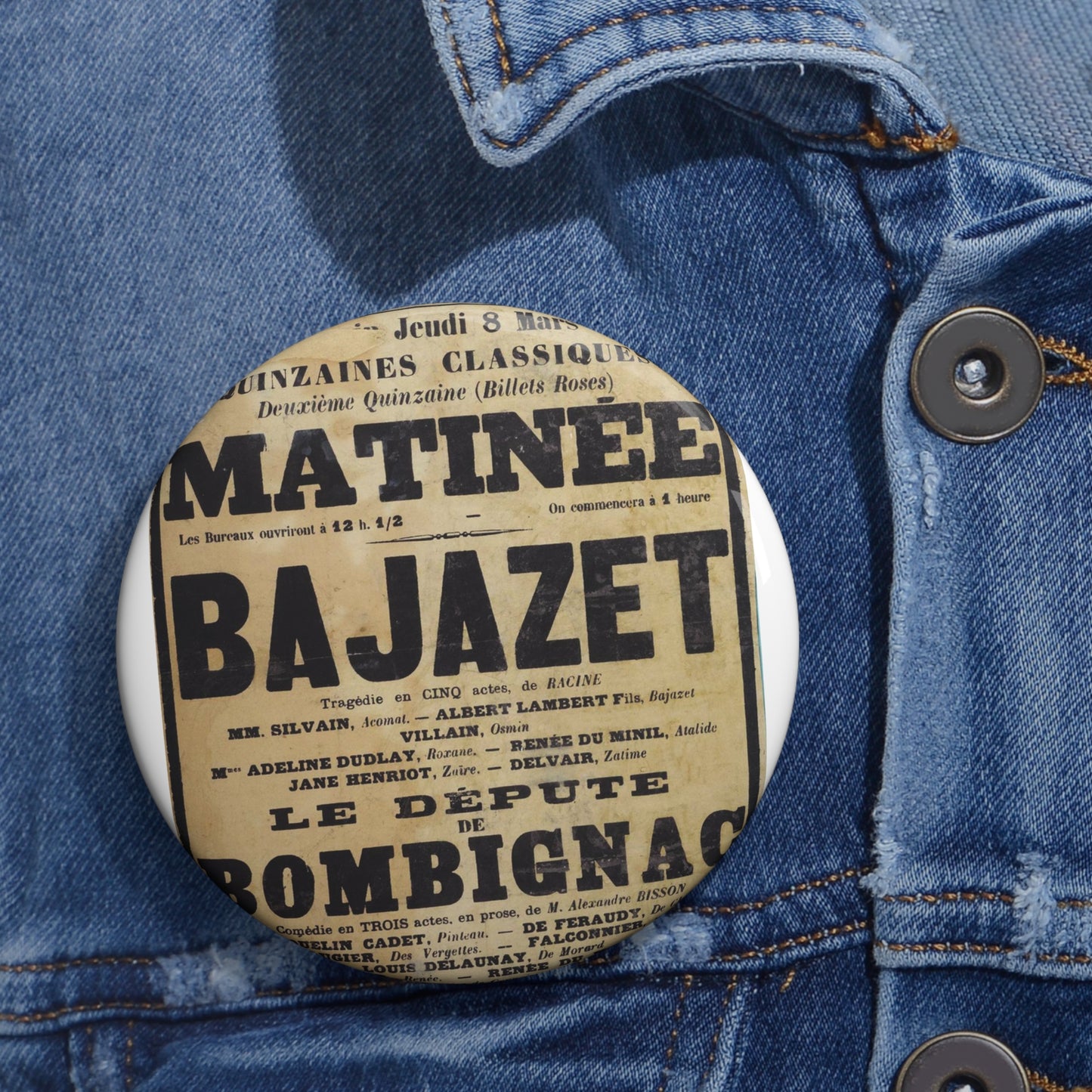 Poster of Bajazet 1900 - A poster advertising a concert in paris Pin Buttons with Crisp Design