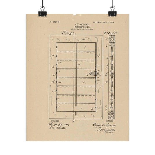 Patent Drawing of Engine - for a Window Blind Public domain  image High Quality Matte Wall Art Poster for Home, Office, Classroom
