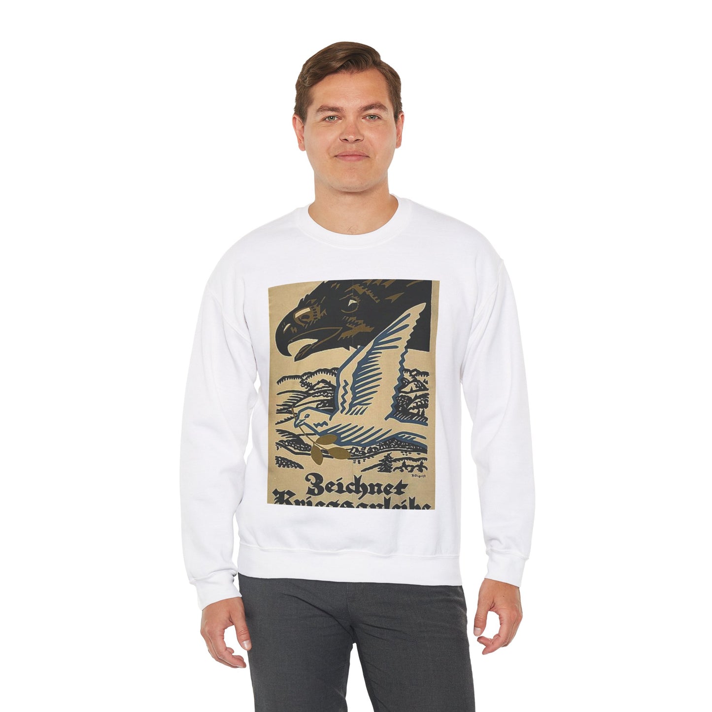 WWIposter12 - Art Deco public domain image White Heavy Blend Adult Crew Neck SweatShirt