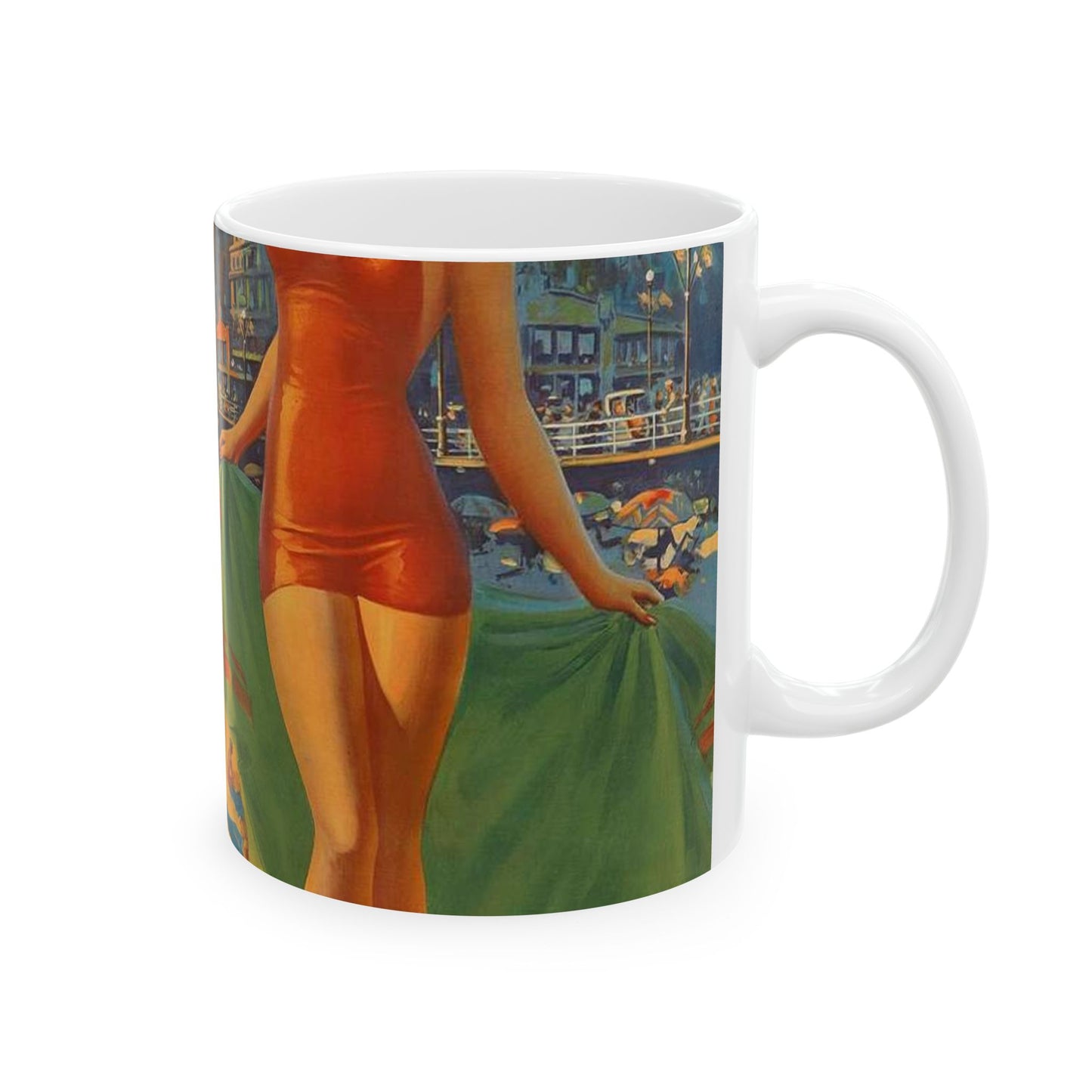 Art detail, Atlantic City— America’s All-Year Resort, Pennsylvania Railroad, painting by Edward Mason Eggleston (cropped) Beautiful Novelty Ceramic Coffee Mug 11oz