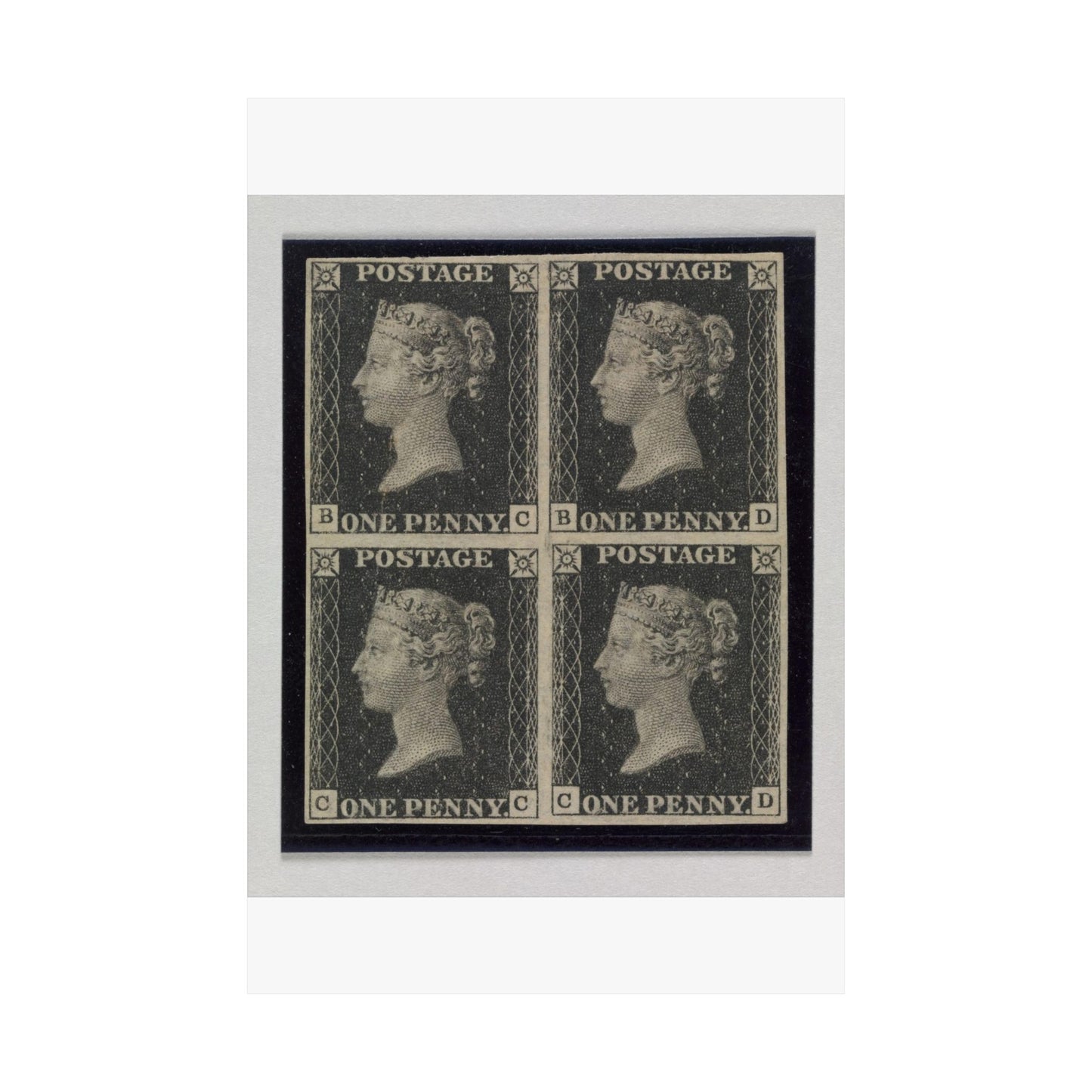 "Penny Black" postage stamps - postal stamp High Quality Matte Wall Art Poster for Home, Office, Classroom