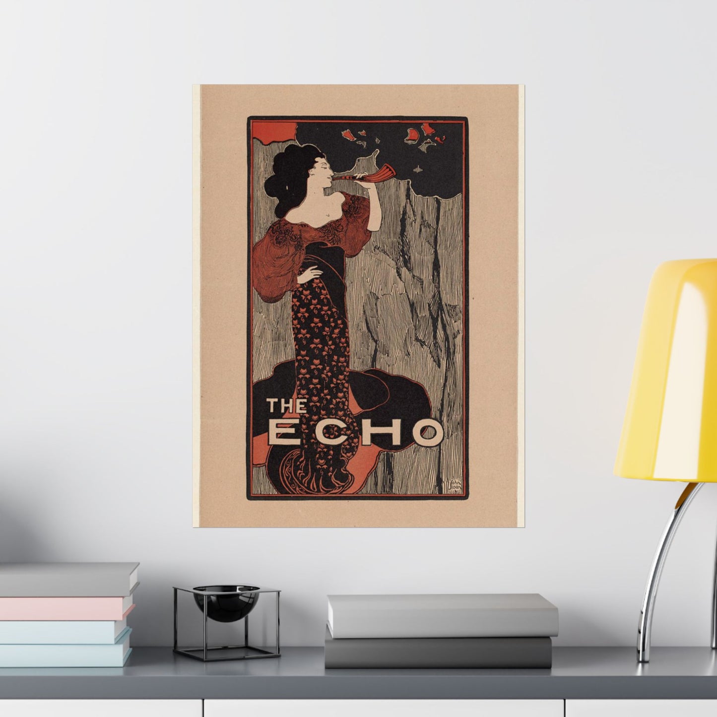 The echo, for sale here - Art nouveau public domain poster - Art nouveau public domain image High Quality Matte Wall Art Poster for Home, Office, Classroom