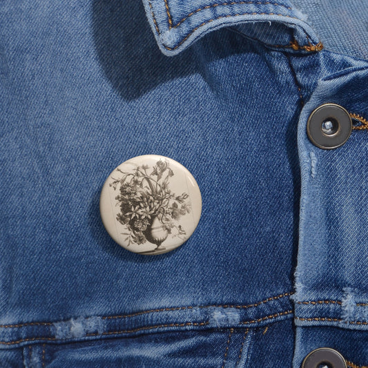 Jean Baptiste Monnoyer - Flowers in a Vase Pin Buttons with Crisp Design