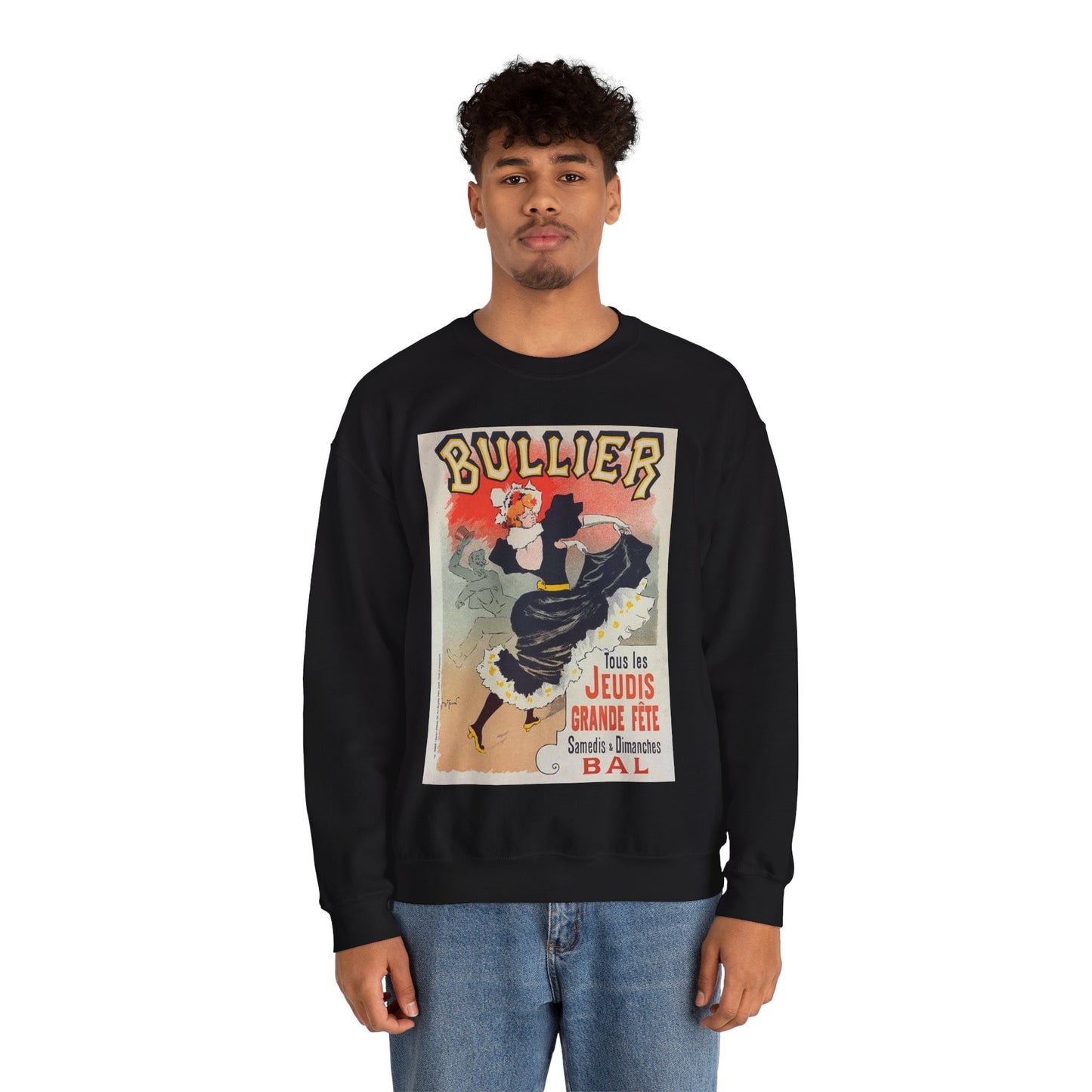 Affiche pour le "Bal Bullier".. Public domain reproduction. Black Heavy Blend Adult Crew Neck SweatShirt