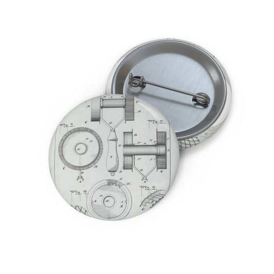 Patent Drawing of Engine - for G. W. Baier's Cake or Doughnut Cutter Public domain  image Pin Buttons with Crisp Design