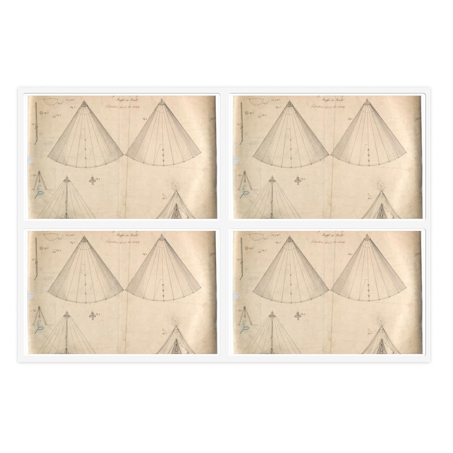 Patent drawing - Drawing of Improvement in Tents Public domain  image Laminated UV Protective Vinyl Stickers