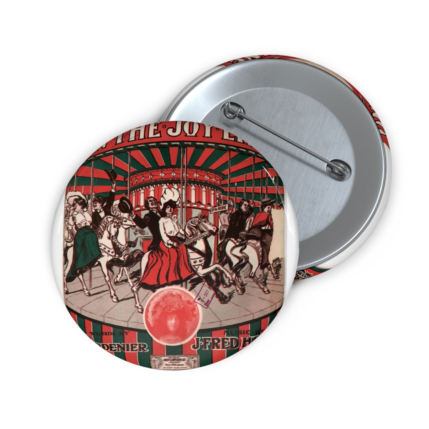 On the joy line - Public domain American sheet music Pin Buttons with Crisp Design