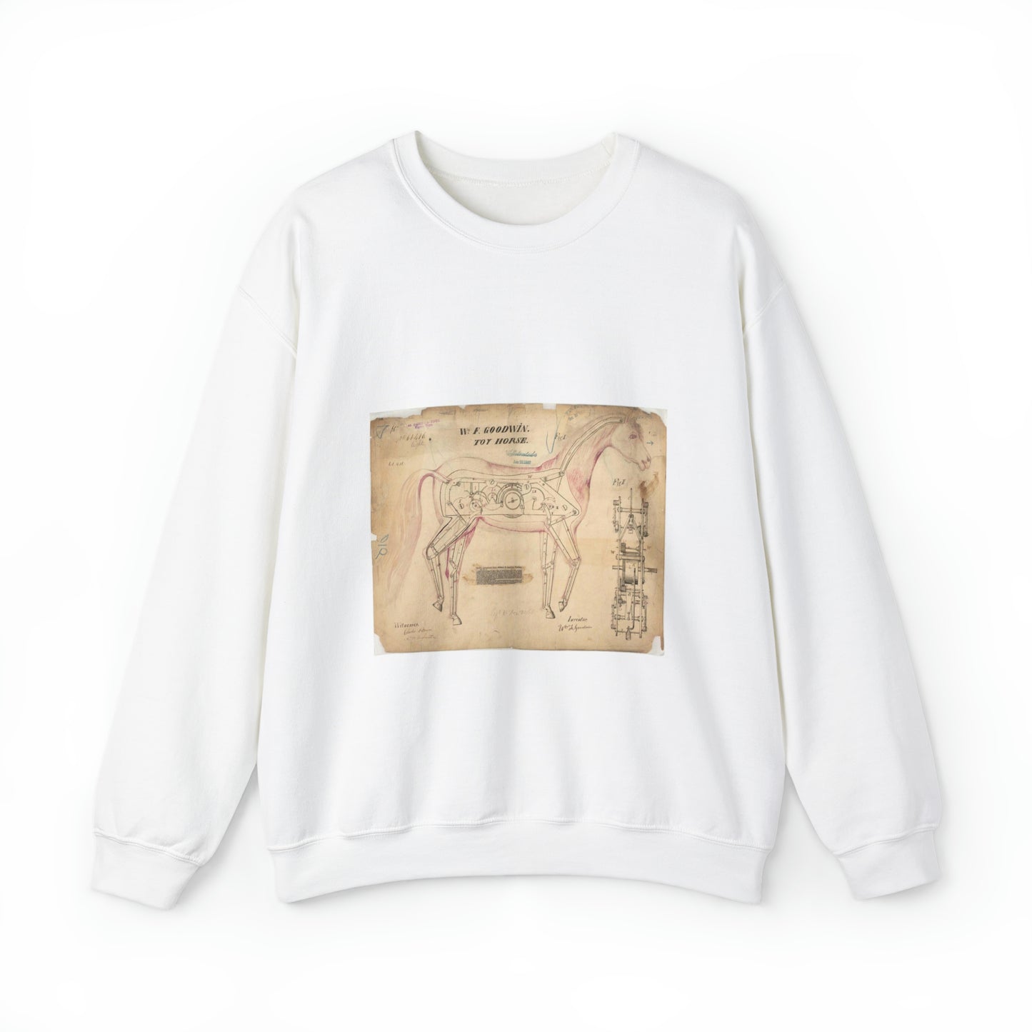 Patent drawing - Drawing of Toy Horse Public domain  image White Heavy Blend Adult Crew Neck SweatShirt