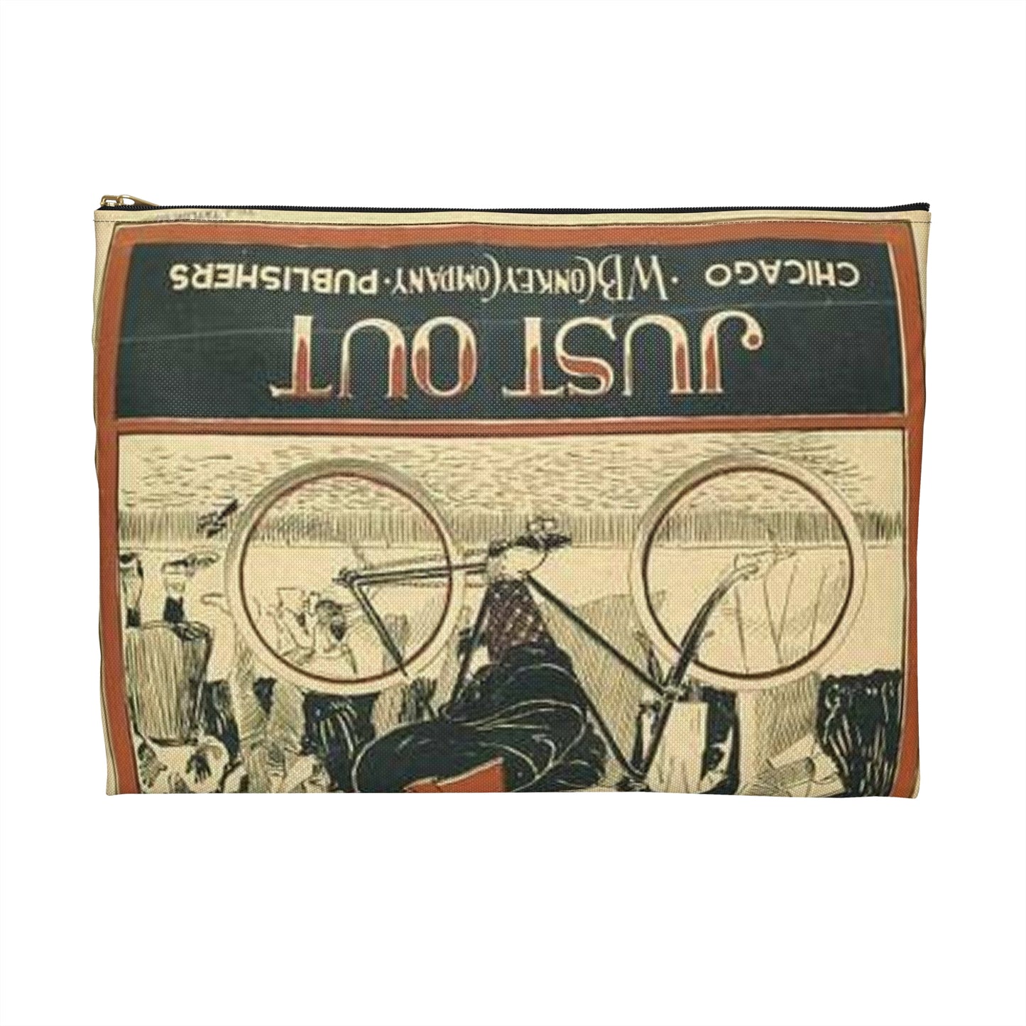 Picryl description: Public domain image of byciclyst, bike, bicycle wheel, sport event, free to use, no copyright restrictions. Large Organizer Pouch with Black Zipper