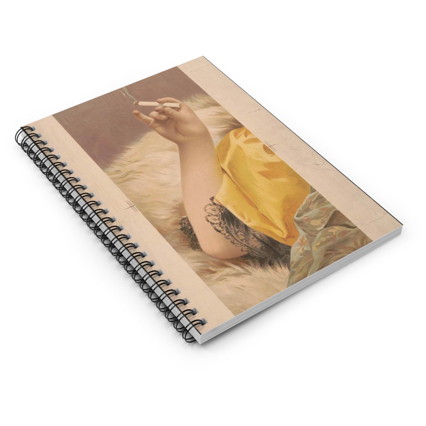 Arm of woman holding a lit cigarette Spiral Bound Ruled Notebook with Printed Cover