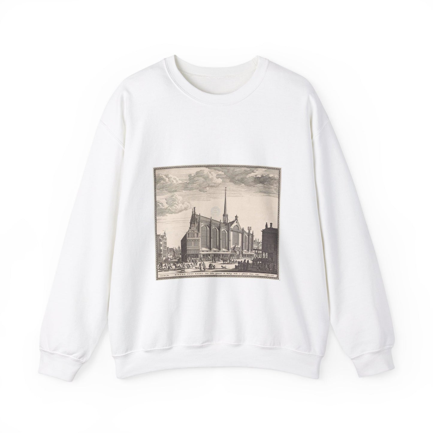 Gezicht op de Heilige Stede (Nieuwezijds Kapel) te Amsterdam White Heavy Blend Adult Crew Neck SweatShirt