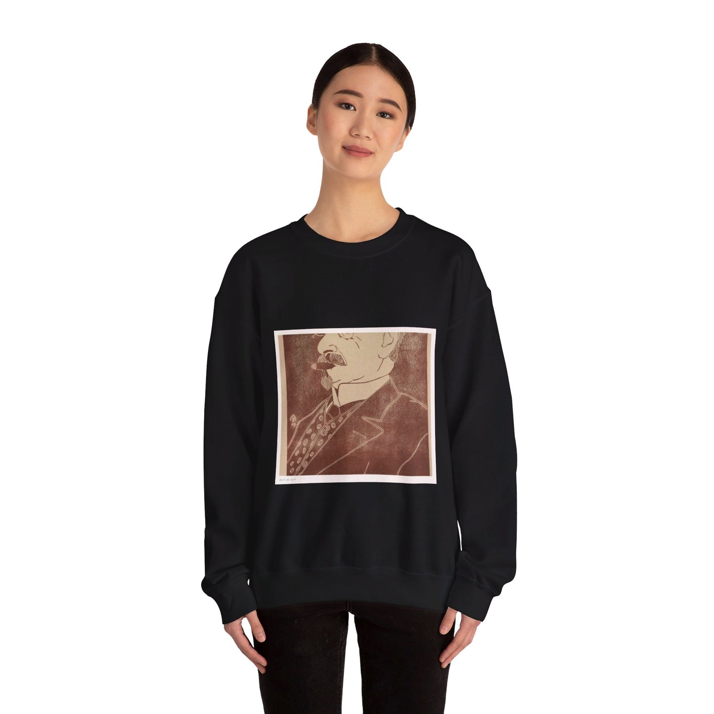 Samuel Jessurun de Mesquita - Portret van een onbekende man met sigaar Black Heavy Blend Adult Crew Neck SweatShirt