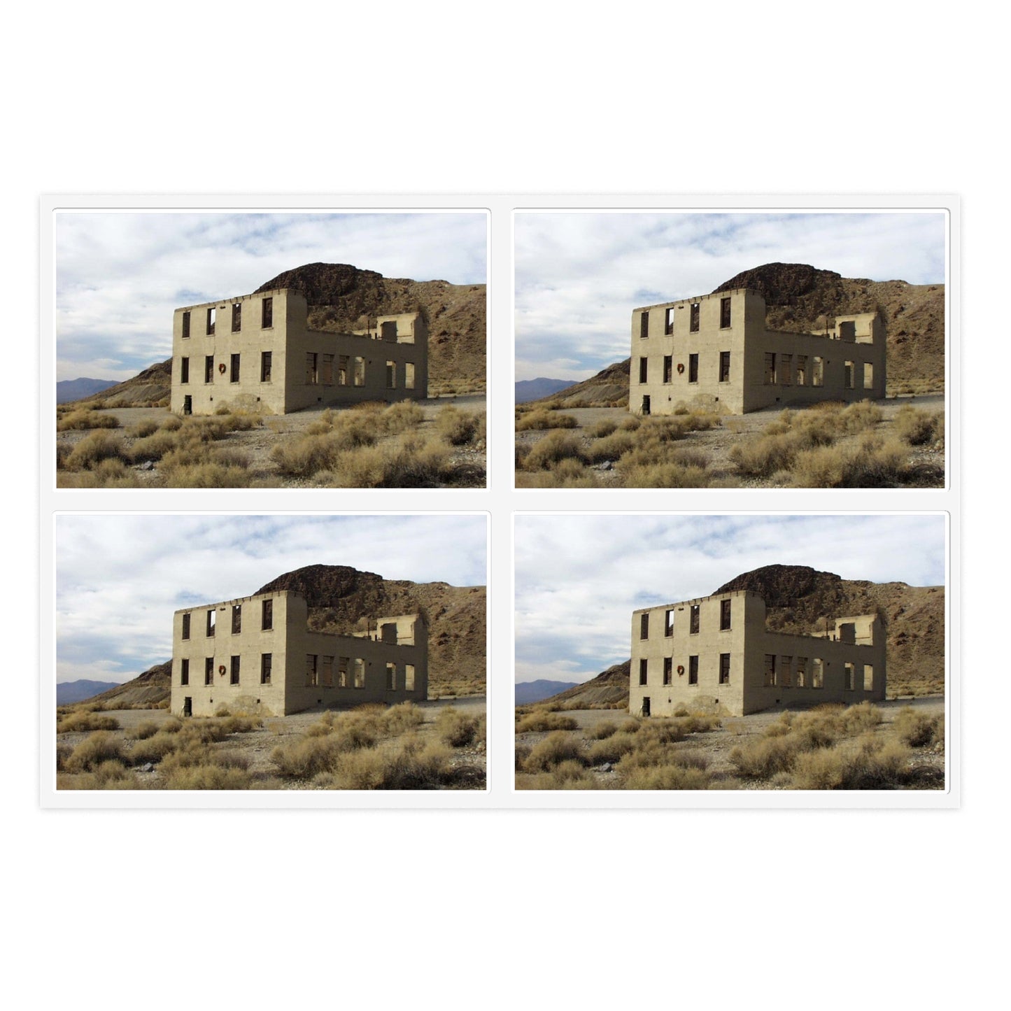 Death Valley Scenic Byway - An Abandoned Structure in Rhyolite Laminated UV Protective Vinyl Stickers