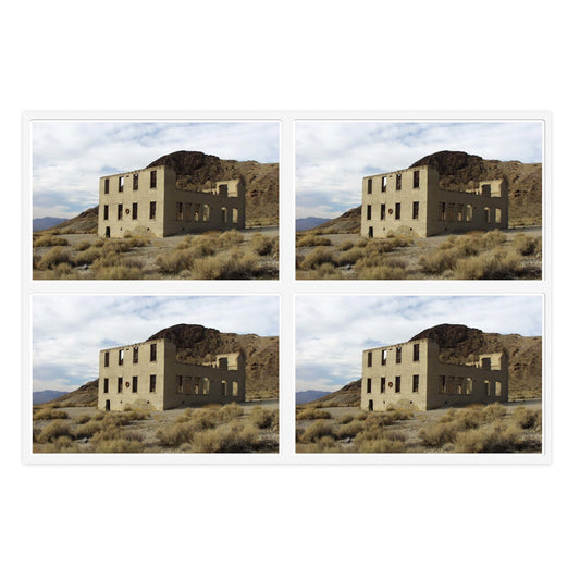 Death Valley Scenic Byway - An Abandoned Structure in Rhyolite Laminated UV Protective Vinyl Stickers