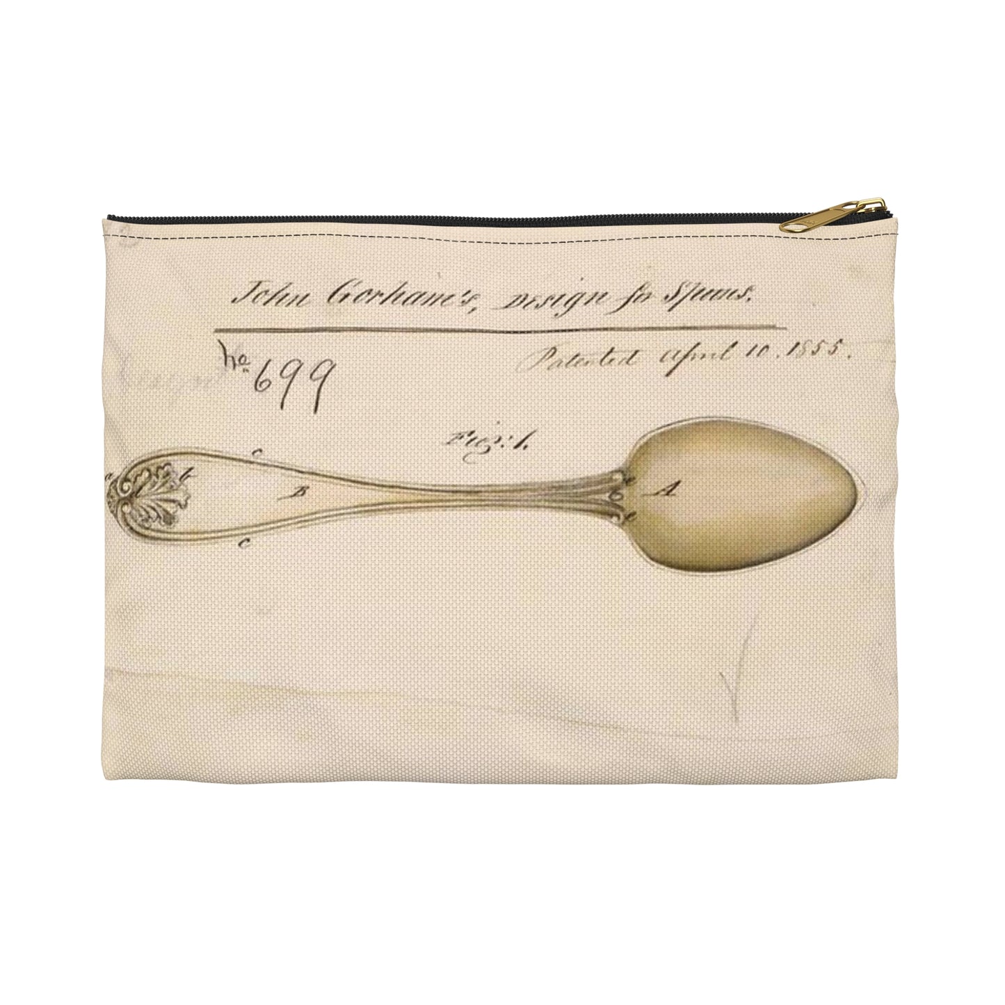 Patent drawing - Drawing of Design for Spoons Public domain  image Large Organizer Pouch with Black Zipper