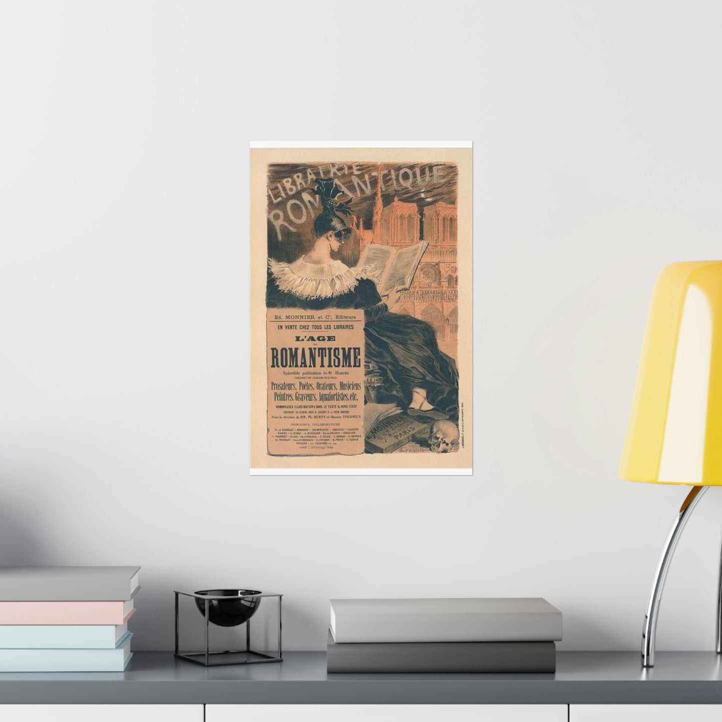 Affiche pour la "Librairie Romantique". High Quality Matte Wall Art Poster for Home, Office, Classroom