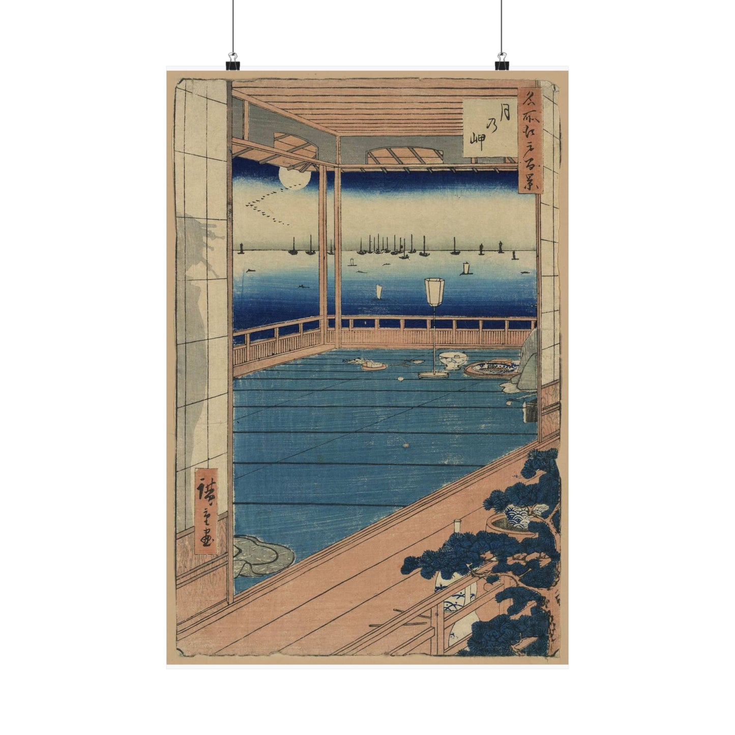 Tsuki no misaki, Andō Hiroshige - Ukiyo e print High Quality Matte Wall Art Poster for Home, Office, Classroom