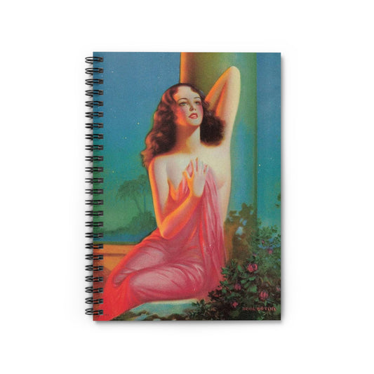Moonlight and Roses, print from painting by Edward Mason Eggleston Spiral Bound Ruled Notebook with Printed Cover