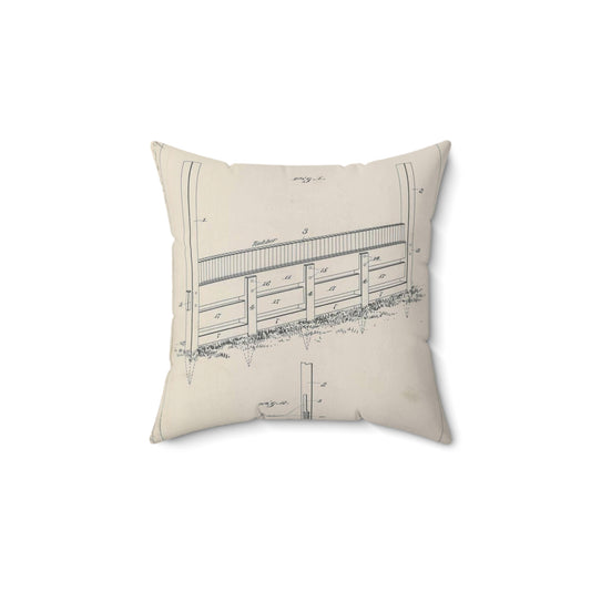 Patent Drawing of Engine - for A. Pascocello' Steeplechase or Hurdle Fence Public domain  image Decorative Accent Square Pillow