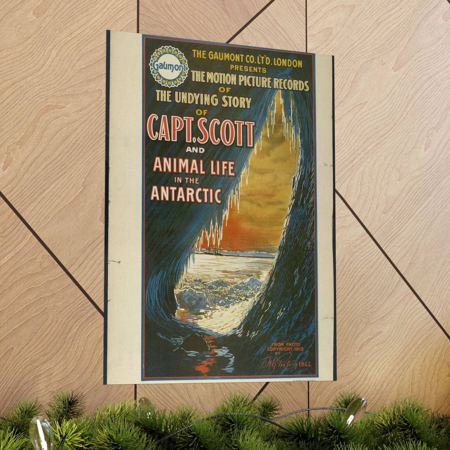 The Gaumont Co. L'T'D. London presents the motion picture records of the undying story of Capt. Scott and animal life in the Antarctic / The Morgan Lith. Co., Cleveland, O. High Quality Matte Wall Art Poster for Home, Office, Classroom