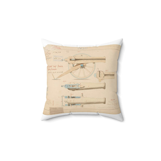 Patent drawing - Drawing of Improved Breech Loading Cannon Public domain  image Decorative Accent Square Pillow