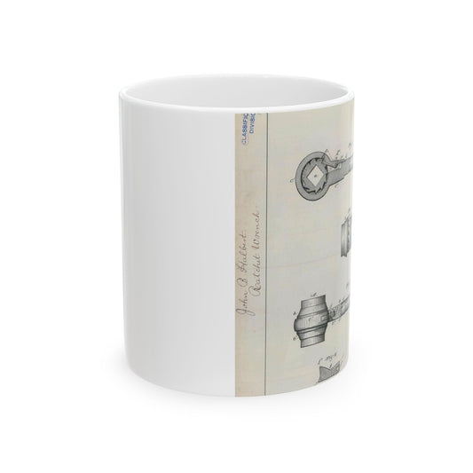 Patent Drawing of Engine - for J. B. Halbert's Ratchet Wrench Public domain  image Beautiful Novelty Ceramic Coffee Mug 11oz