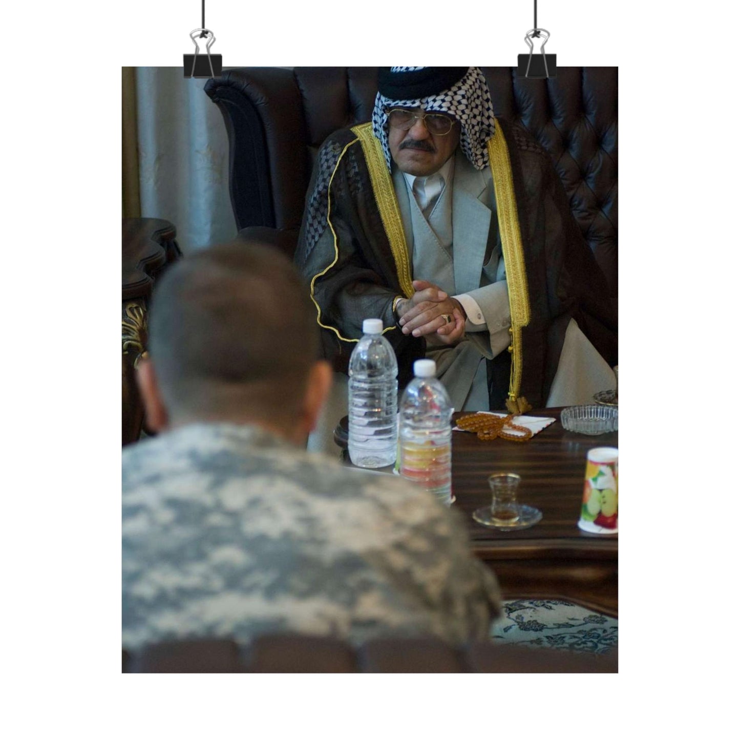 Sheik Mohammed al-Jorani listens to Col. Peter Baker, High Quality Matte Wall Art Poster for Home, Office, Classroom