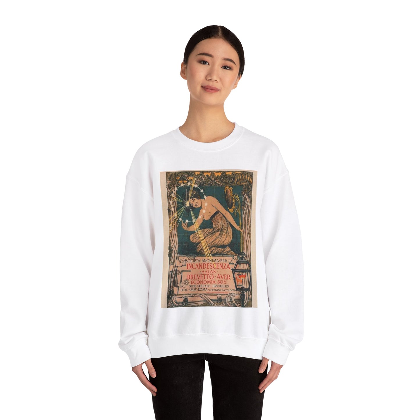 Affiche italienne pour l' "Incandescence par le Gaz, Système Auer" White Heavy Blend Adult Crew Neck SweatShirt