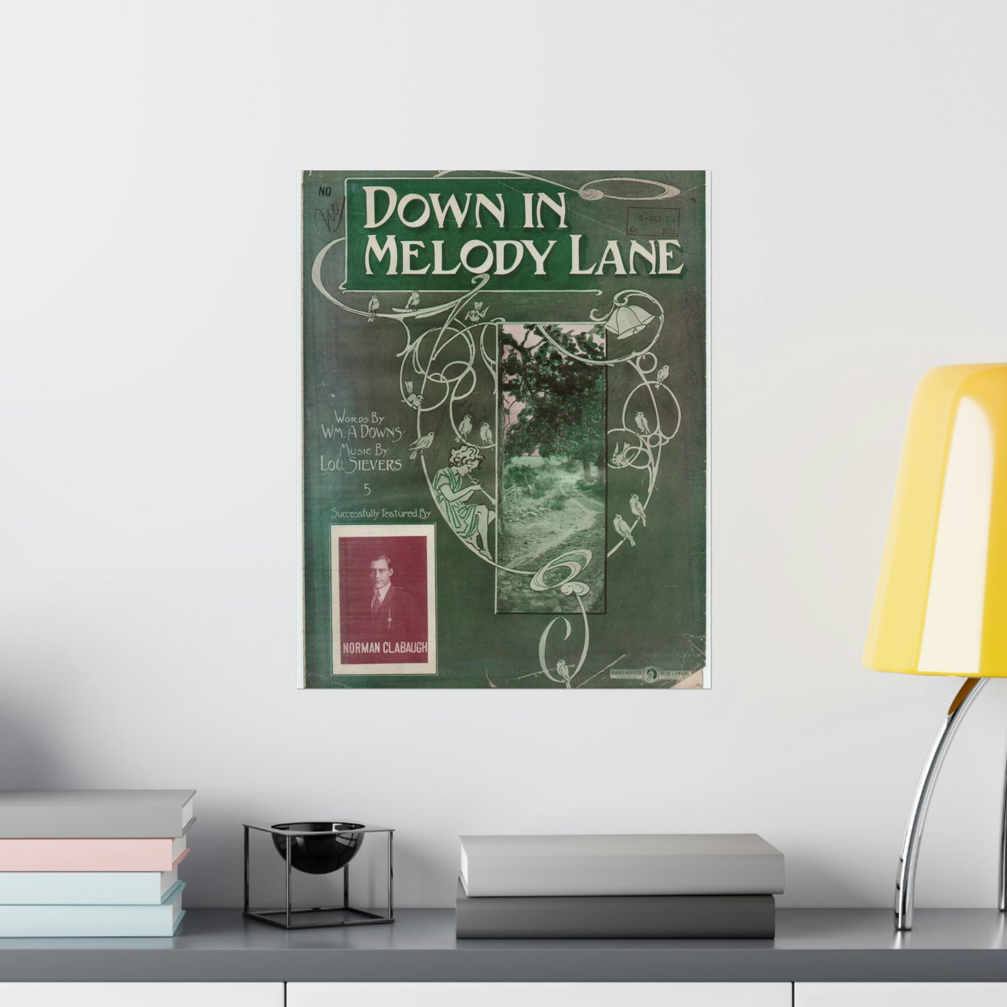 Down in melody lane - Public domain American sheet music High Quality Matte Wall Art Poster for Home, Office, Classroom