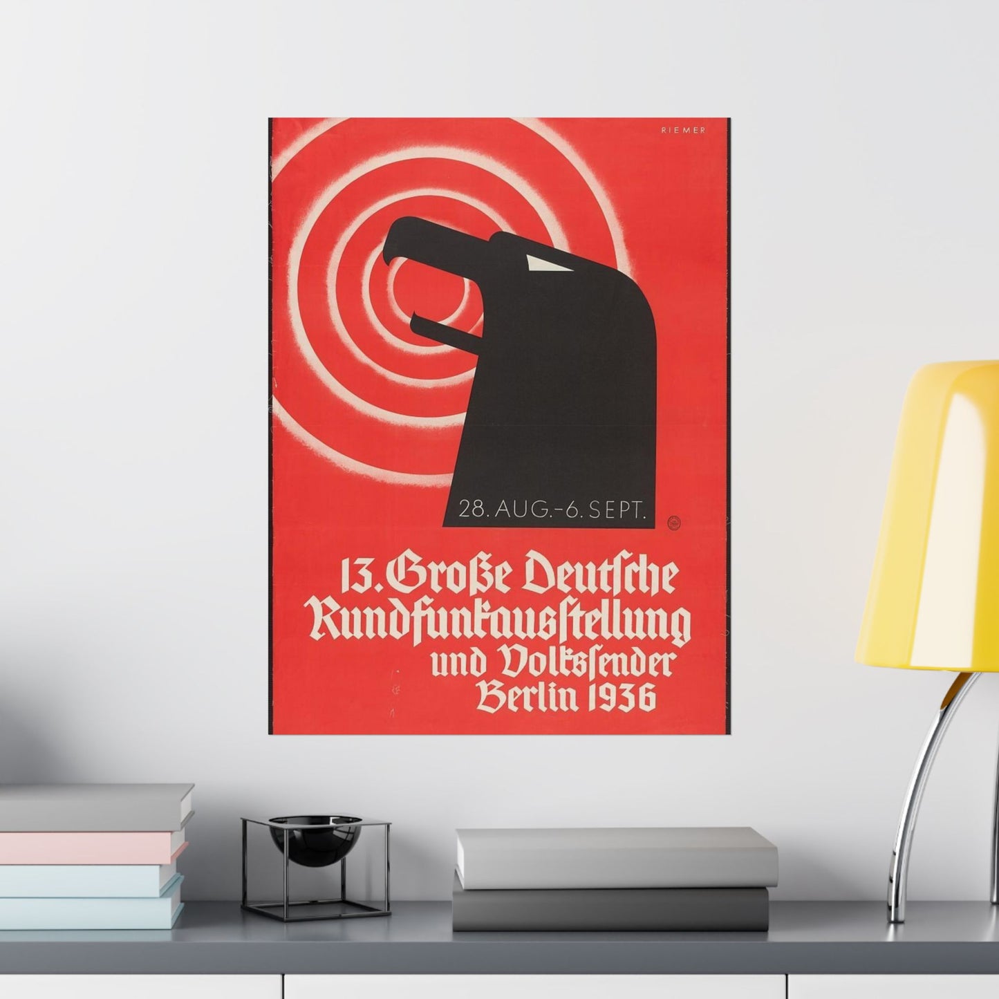 13 Grosse deutsche Rundfunkausstellung und Volkssender, Berlin 1936 / Riemer. High Quality Matte Wall Art Poster for Home, Office, Classroom