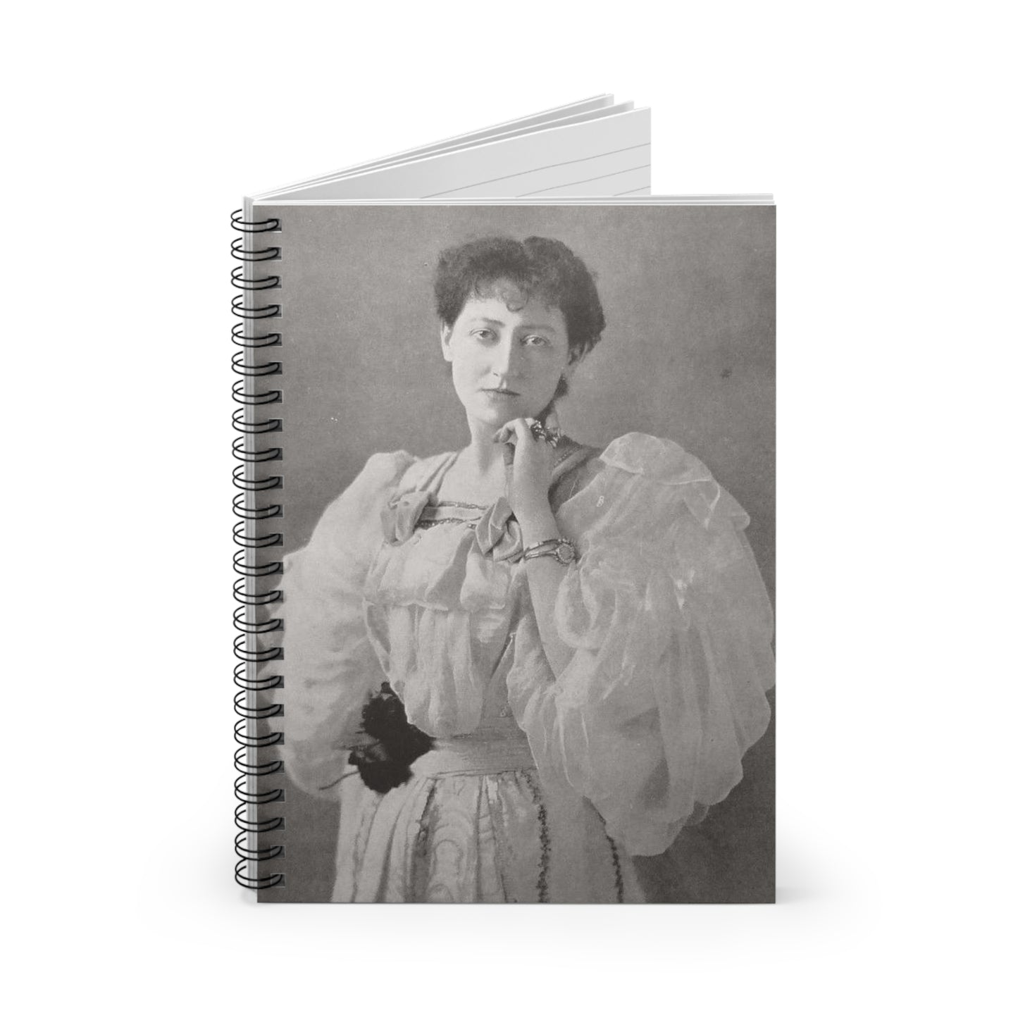 Janette Steer (7a) - A black and white photo of a woman in a dress Spiral Bound Ruled Notebook with Printed Cover