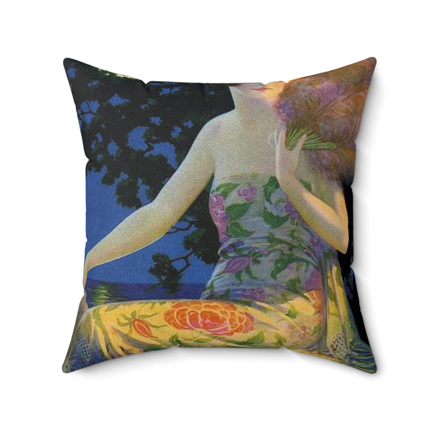 Moonlight and You, print from painting by Edward Mason Eggleston, 1928 Decorative Accent Square Pillow