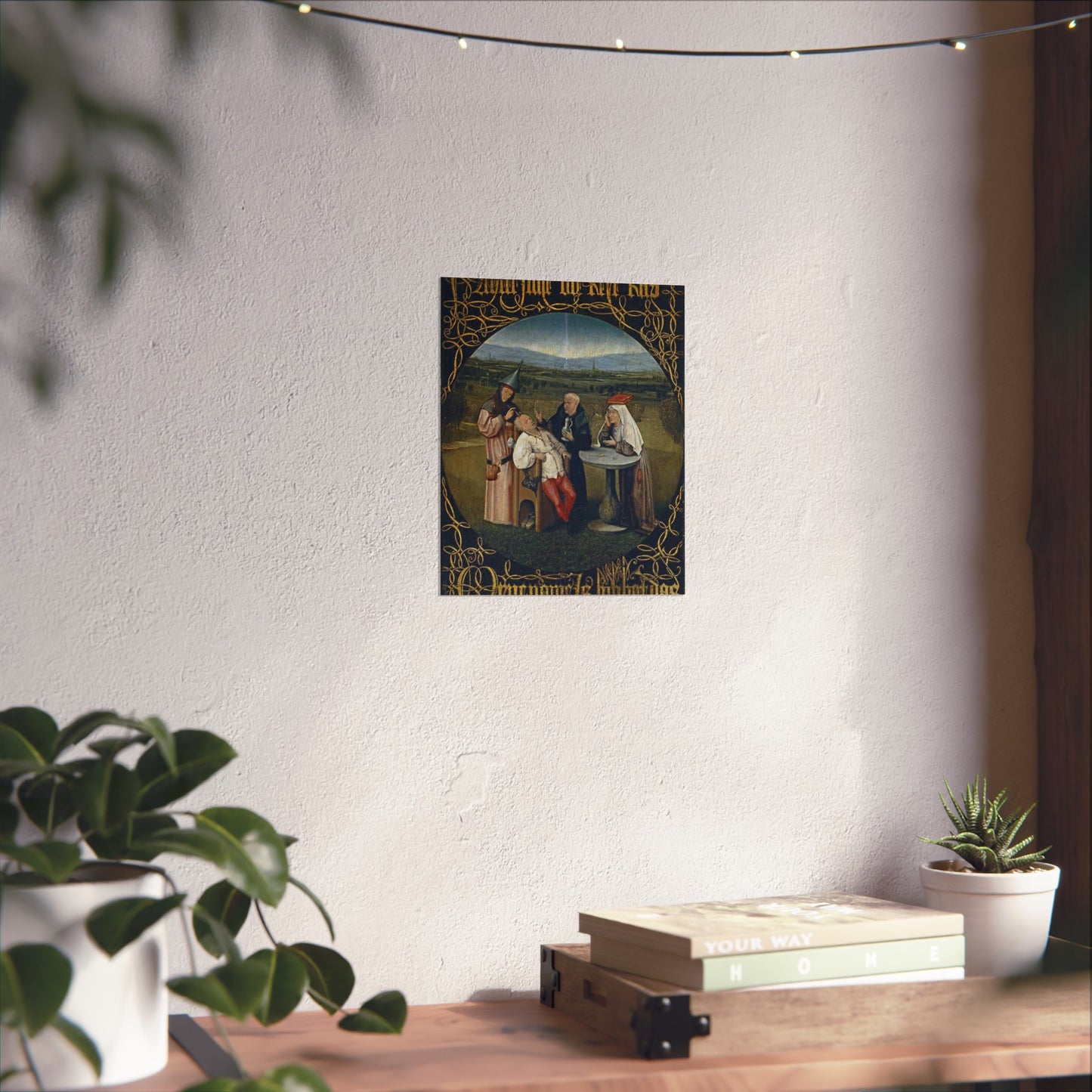 Hieronymus Bosch 053 - A painting of a group of people sitting around a table High Quality Matte Wall Art Poster for Home, Office, Classroom