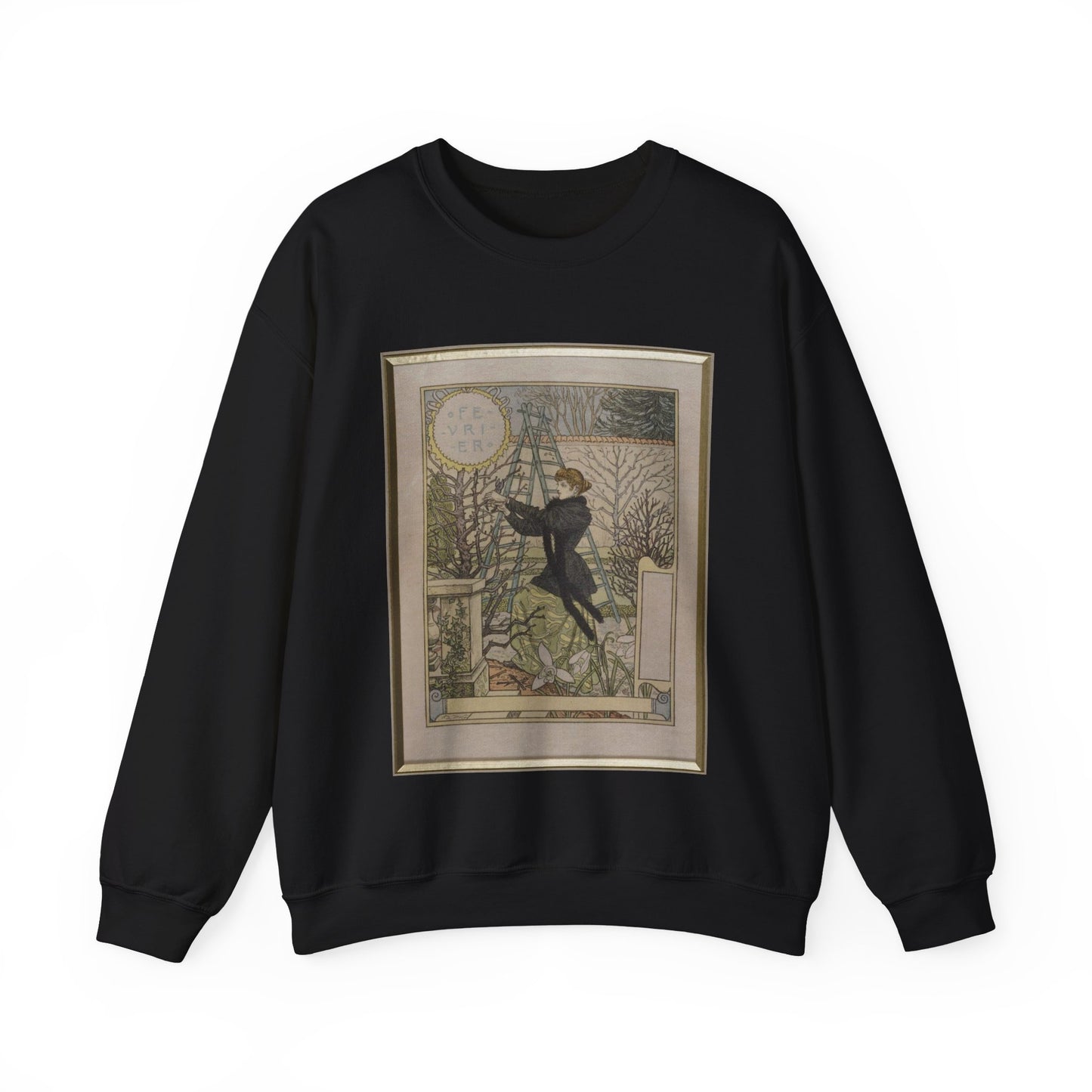 Eugène Samuel Grasset  - Février Black Heavy Blend Adult Crew Neck SweatShirt