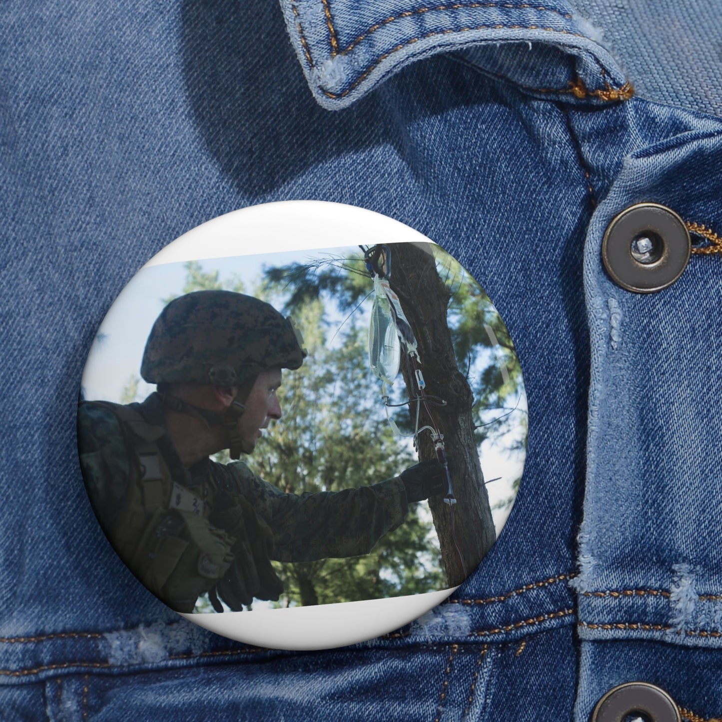 Lt. Cmdr. Russell Wier, battalion surgeon with Battalion Pin Buttons with Crisp Design