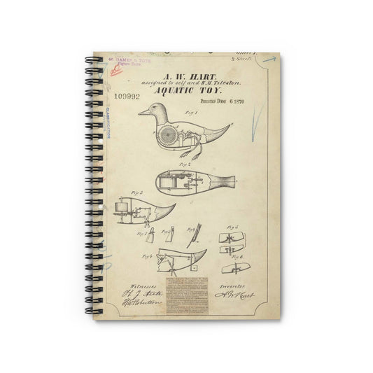 Patent drawing - Drawing of Aquatic Toy Public domain  image Spiral Bound Ruled Notebook with Printed Cover