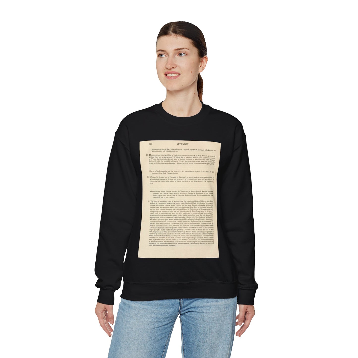 212 APPENDIX.   the twentieth day of May, 1674. — {From the Particular Register of Seisins for Aberdeenshire and  Kincardineshire Black Heavy Blend Adult Crew Neck SweatShirt