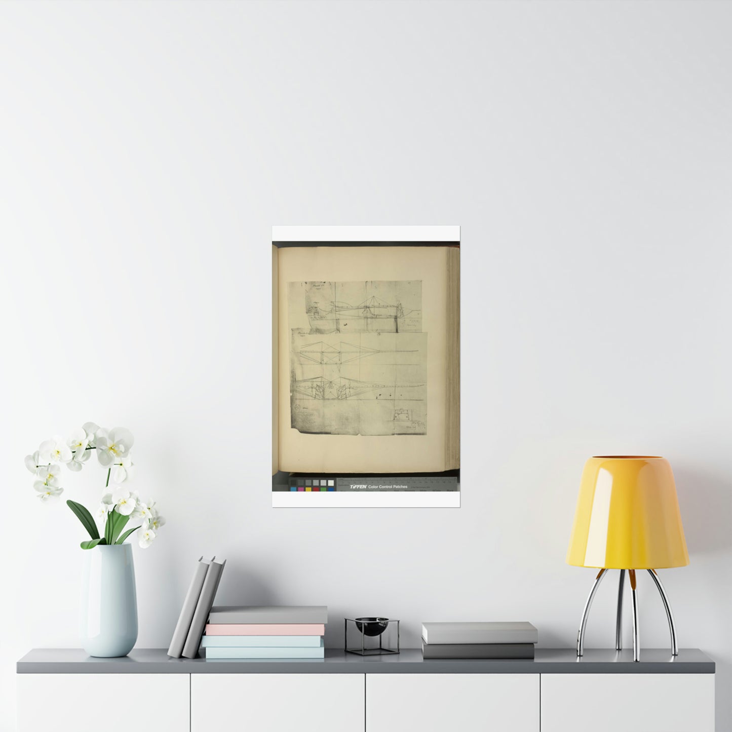 Patent drawing - Planche I et II du brevet n° 111.574 pris en France le 16 février 1876, par Penaud et Gauchot, pour «Un aéro-plane ou appareil aérien volant». Public domain  image High Quality Matte Wall Art Poster for Home, Office, Classroom